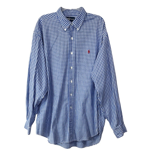 Ralph Lauren Other - Ralph Lauren Blake Gingham Button Down Shirt 100% Cotton Blue White Size XL